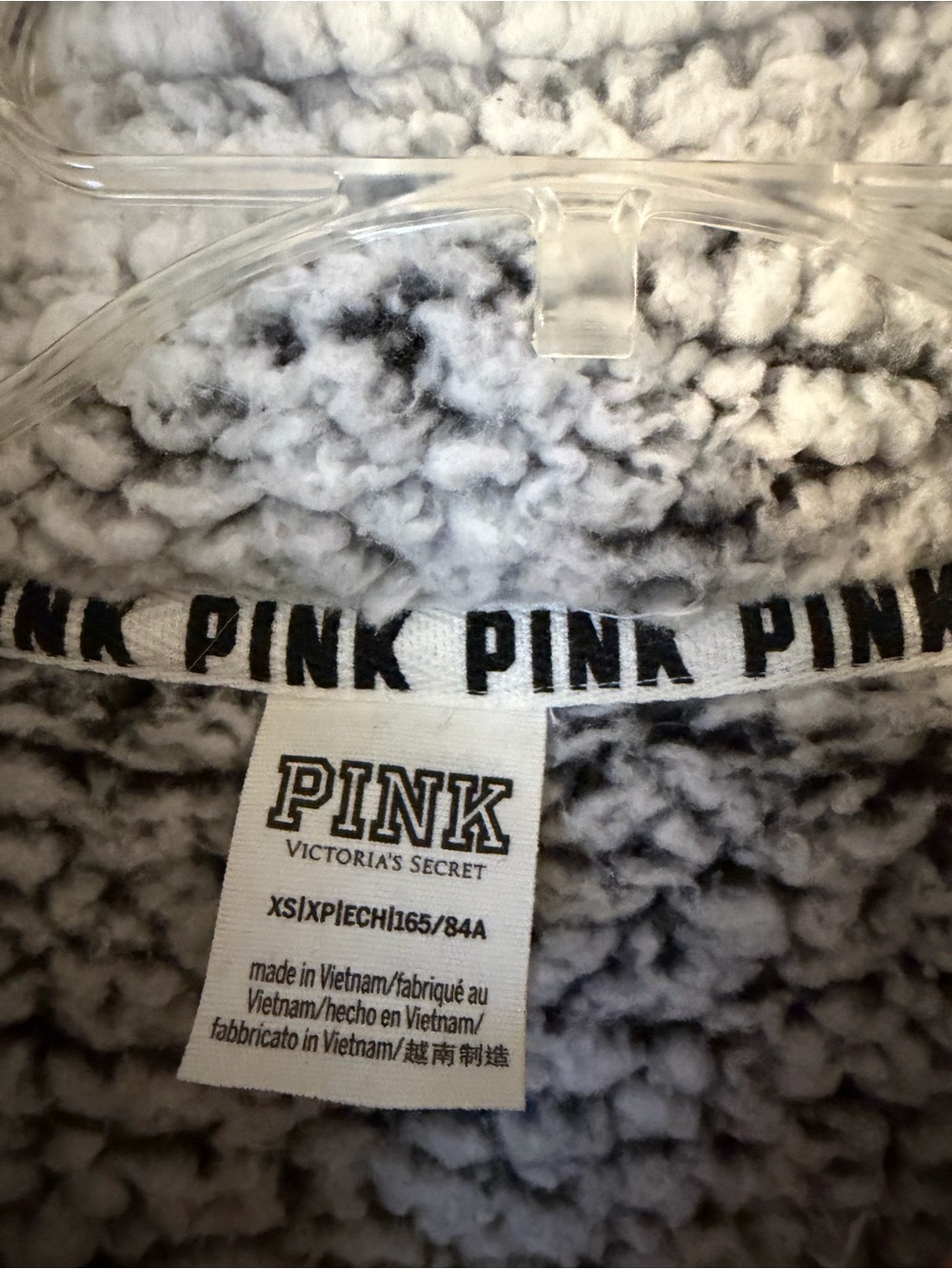 Victoria's Secret PINK Sherpa Pullover in Light Gray and Black Trim - Picture 5 of 7